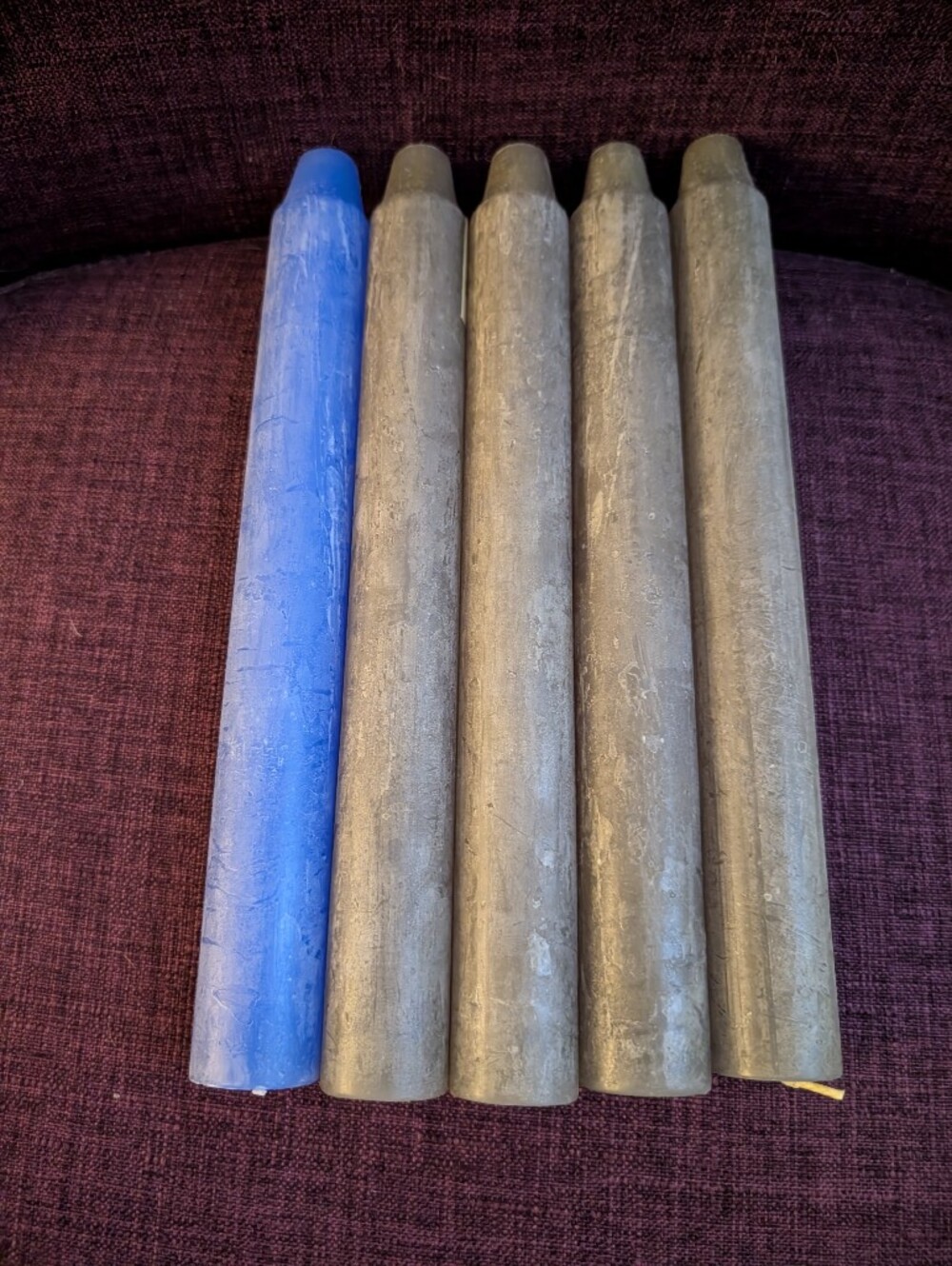 Set of Five Decorative Taper Candles